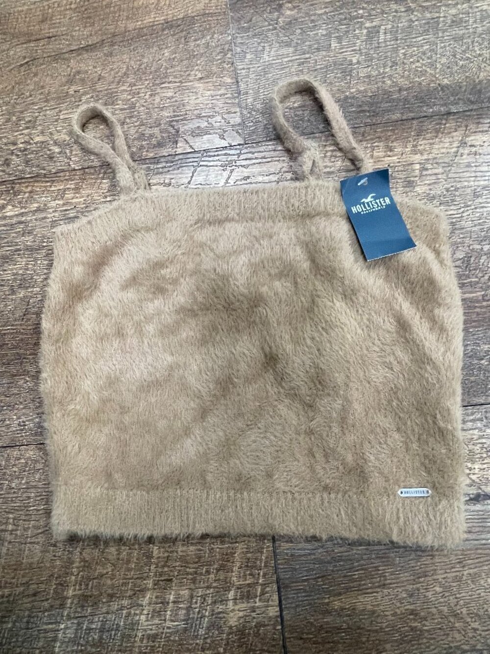 Hollister NWT Eyelash Knit Cami Tank Top Small Taupe Beige